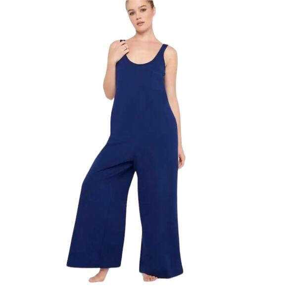 Savage X Fenty Navy Blue One Piece Sleeveless Wide Leg Jumpsuit Sz 1X - Picture 1 of 7